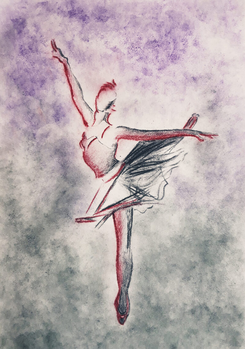 Stylized ballerina – mixed media