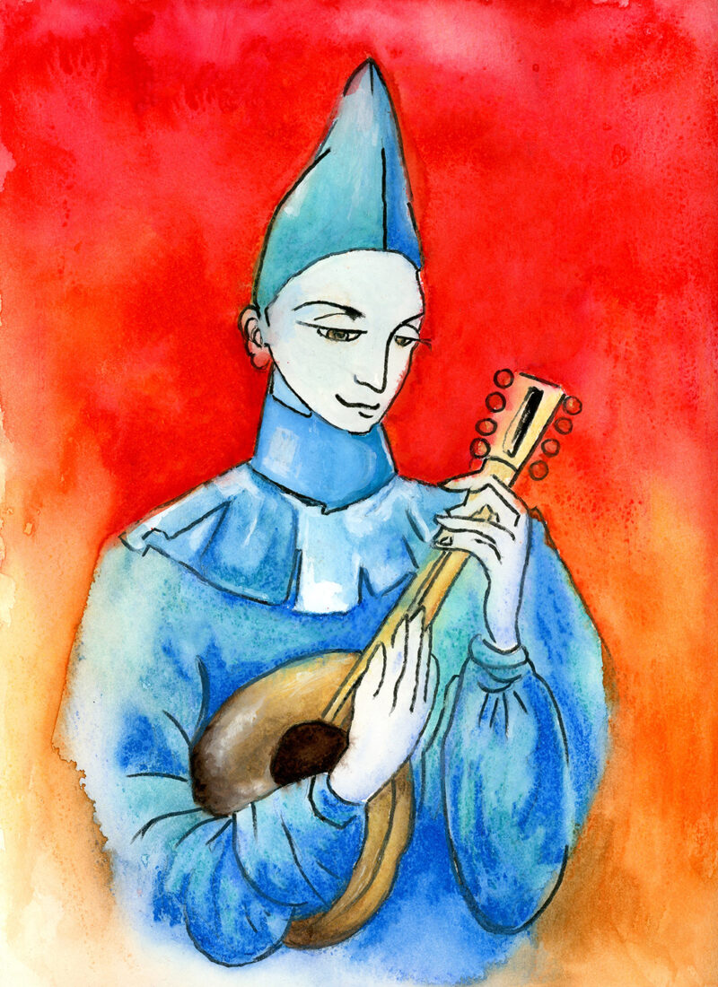 Mandolin singing – watercolor