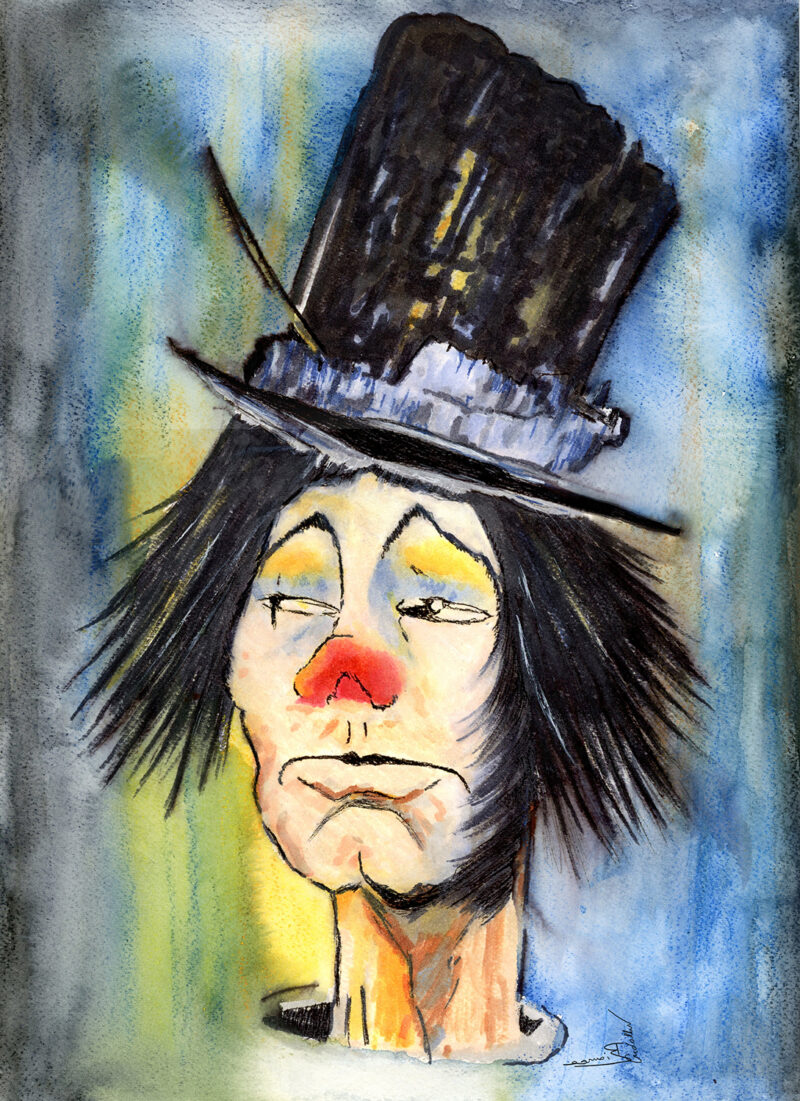 Drunk clown – watercolor