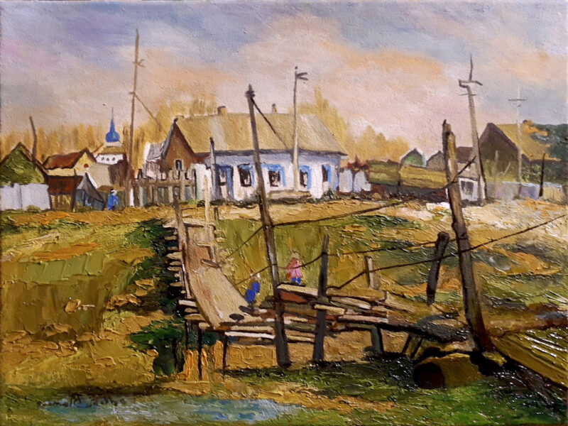 Rural landscape with deck – oil on canvas